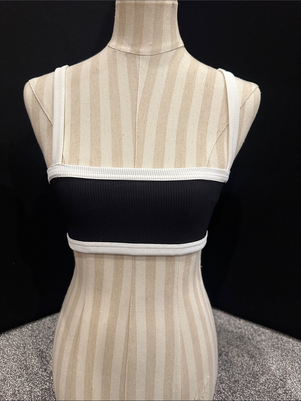 Edikted Black Ribbed Bralette with White Trim